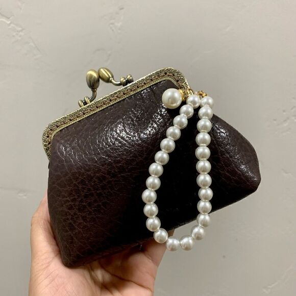 Vintage Handsewn Genuine Embossed Leather Kisslock Clutch/Wallet/Wristlet - Picture 7 of 13